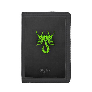 Chartreuse, Neon Green Scorpion Tri-fold Wallet