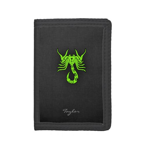 Chartreuse Neon Green Scorpion Trifold Wallet