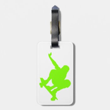 Chartreuse  Neon Green Skater Luggage Tag by ColorStock at Zazzle