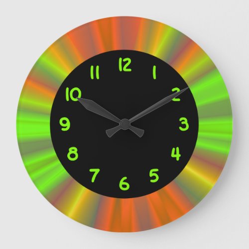 Chartreuse Numbers Black Circle Large Clock