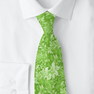 Chartreuse Ornate Botanical Neck Tie