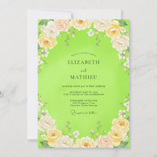 Chartreuse Painted Bloom Wedding Invitation