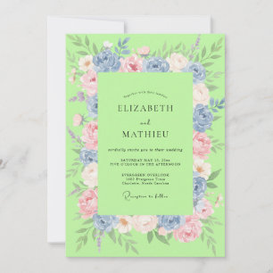 Chartreuse Pastel Petal Wedding Invitation