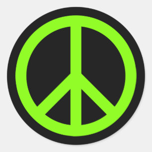 Chartreuse Peace Symbol Classic Round Sticker