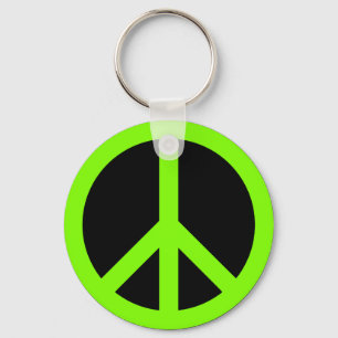 Chartreuse Peace Symbol Keychain