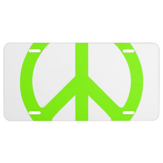 Chartreuse Peace Symbol License Plate