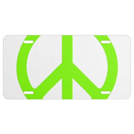 Chartreuse Peace Symbol License Plate