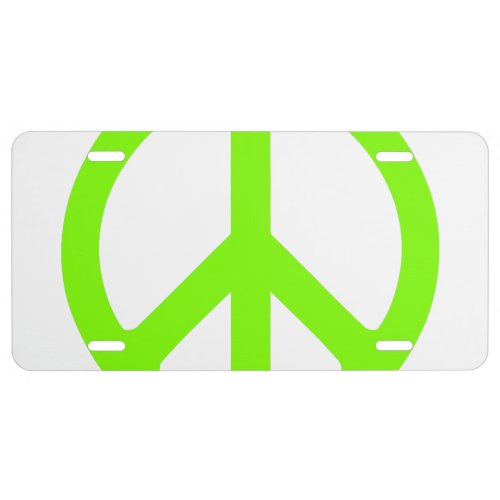 Chartreuse Peace Symbol License Plate