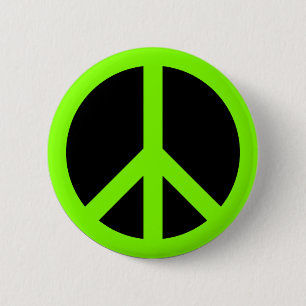 Chartreuse Peace Symbol Pinback Button