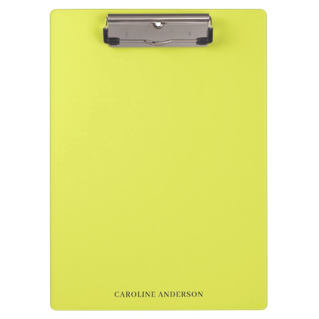 Chartreuse Personalized Name Back to School Study Clipboard (Front)