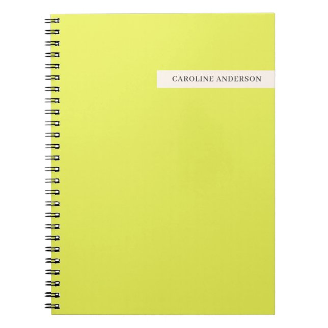 Chartreuse Personalized Name Back to School Study Notebook (Front)