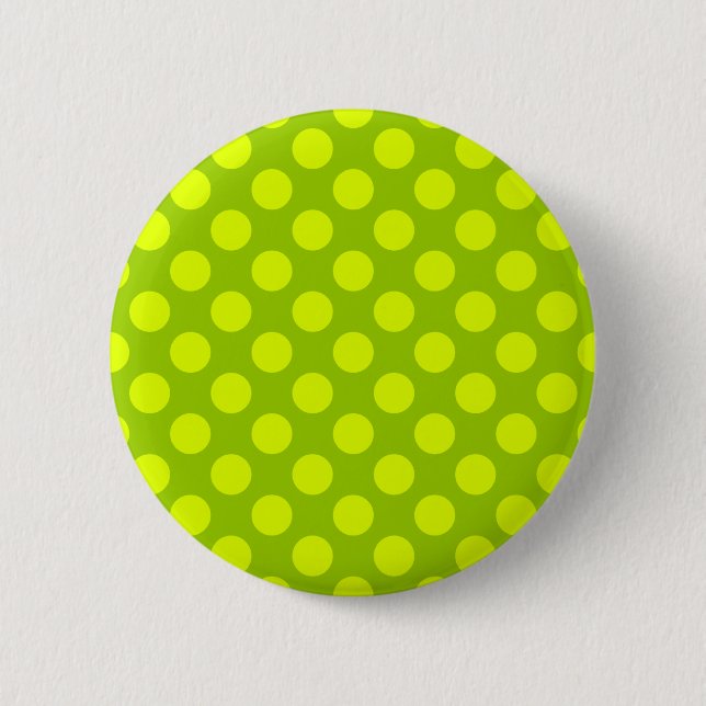 Chartreuse Polka Dots Pinback Button (Front)