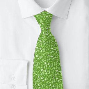 Chartreuse Tiny Flowers Neck Tie