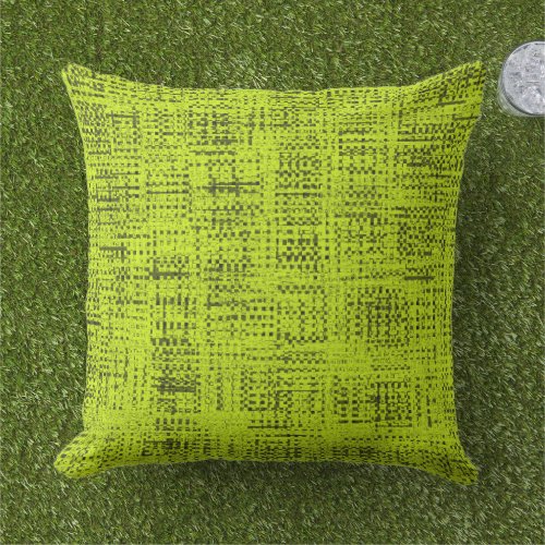 Chartreuse Tweed Throw Pillow Outdoor