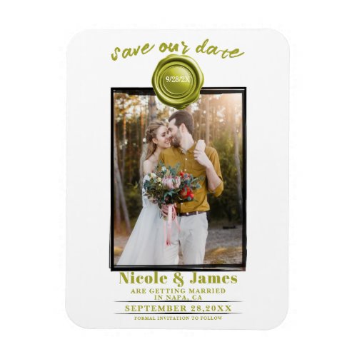 Chartreuse Wax Seal Photo Wedding Save the Date Magnet