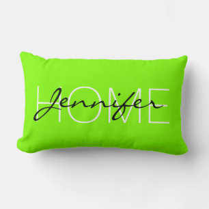 Chartreuse (web) color home monogram lumbar pillow