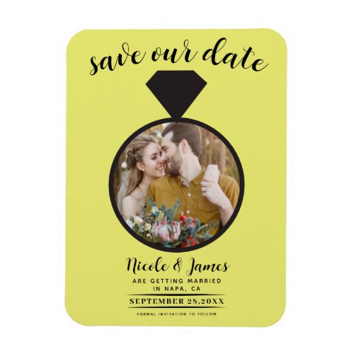 Chartreuse Wedding Ring Photo Save the Date Magnet