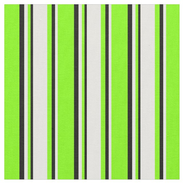 Chartreuse, White, and Black Colored Stripes Fabric (Close Up)