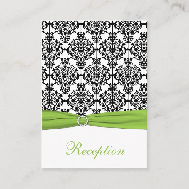 Chartreuse, White and Black Damask Enclosure Card (Front)