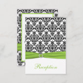 Chartreuse, White and Black Damask Enclosure Card (Front/Back)