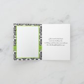 Chartreuse, White, and Black Damask Thank You Card (Inside)
