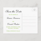Chartreuse, White, Black Damask Save the Date Card (Back)