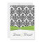 Chartreuse, White, Black Damask Wedding Invitation