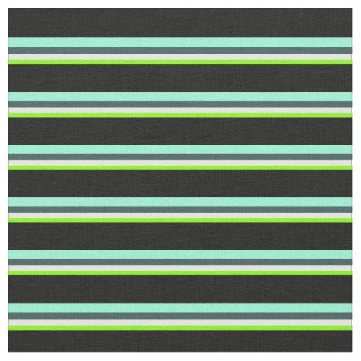 Chartreuse, White, Gray, Aquamarine & Black Fabric