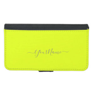 chartreuse  yellow  - add name    samsung galaxy s5 wallet case