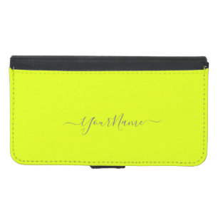 chartreuse  yellow  - add name    samsung galaxy s5 wallet case
