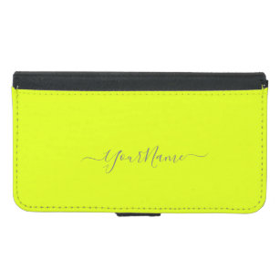 chartreuse  yellow  - add name    samsung galaxy s5 wallet case