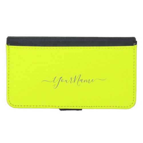 chartreuse  yellow  _ add name    samsung galaxy s5 wallet case