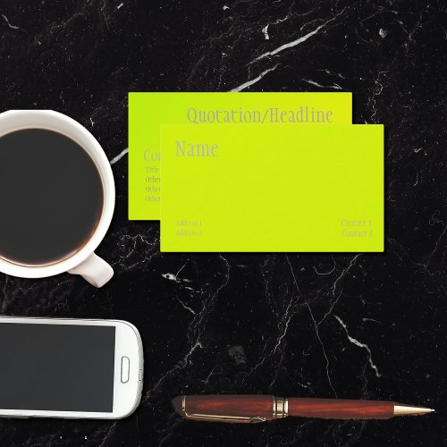 chartreuse yellow _ bold  text business card