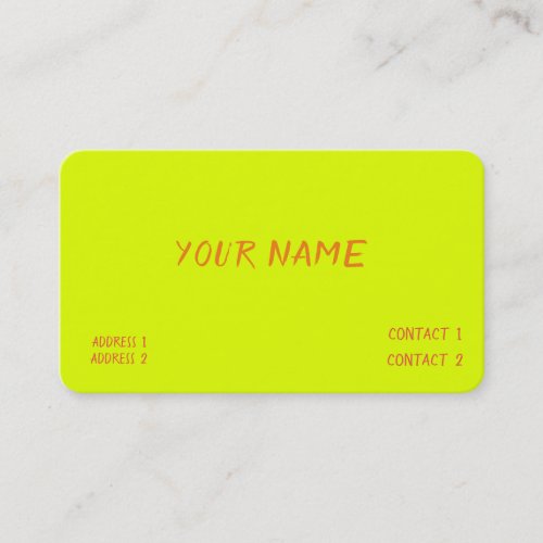 chartreuse yellow  _  casual  business card