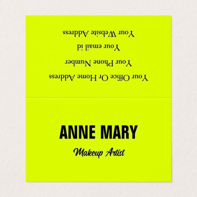 Chartreuse Yellow Fluorescent Neon Colorful Bright Business Card (Outside Unfolded)