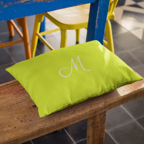 Chartreuse yellow _  monogrammed      accent pillow