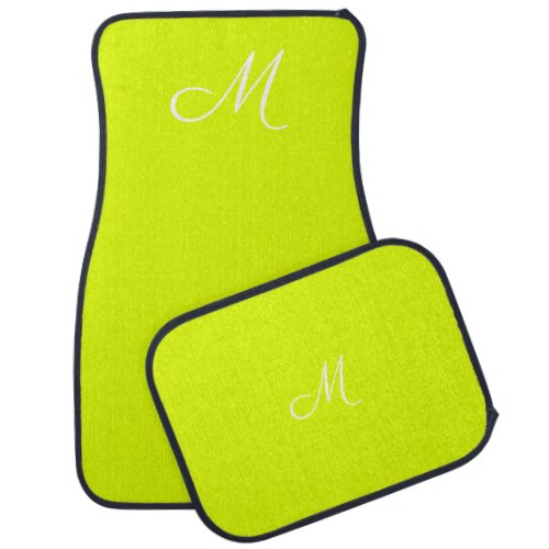 Chartreuse yellow _  monogrammed   car floor mat