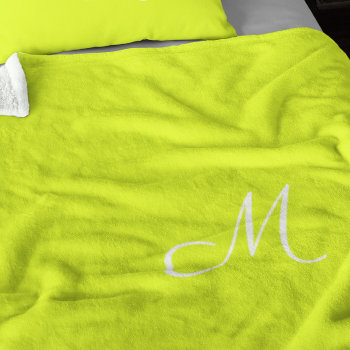 Chartreuse Yellow -  Monogrammed     Fleece Blanket by almawad at Zazzle