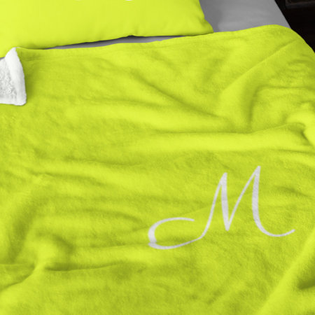 Chartreuse Yellow -  Monogrammed     Fleece Blanket