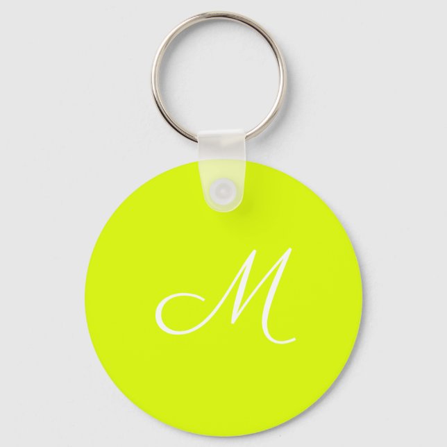 Chartreuse yellow -  monogrammed keychain (Front)