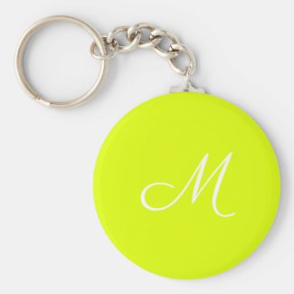 Chartreuse yellow -  monogrammed keychain