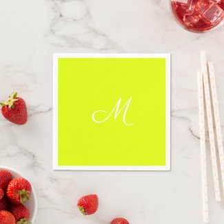 Chartreuse yellow -  monogrammed napkins