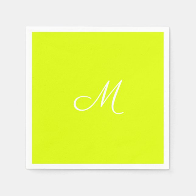 Chartreuse yellow -  monogrammed napkins (Front)