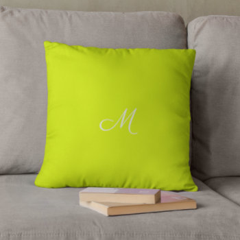 Chartreuse Yellow -  Monogrammed     Throw Pillow by almawad at Zazzle