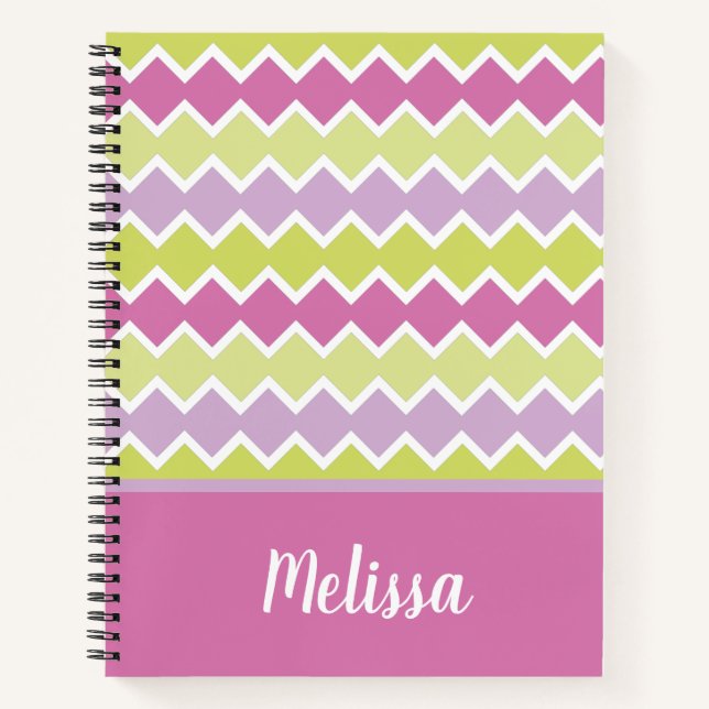 Chartreuse Yellow Pink Personalized  Notebook (Front)