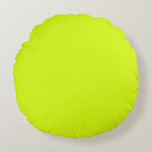  Chartreuse Yellow solid color  Round Pillow