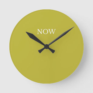 Chartreuse Yellowish Green Color Now Fun Round Clock