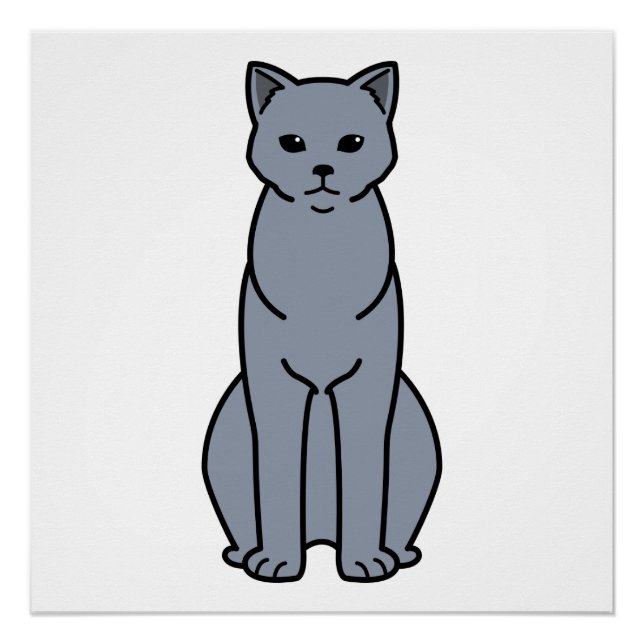 Chartreux Cat Cartoon Poster (Front)