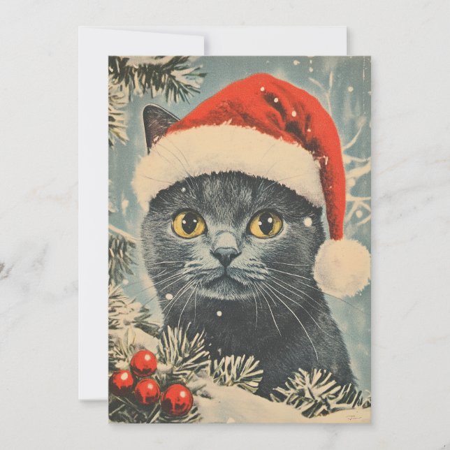 Chartreux Cat Christmas  Holiday Card (Front)