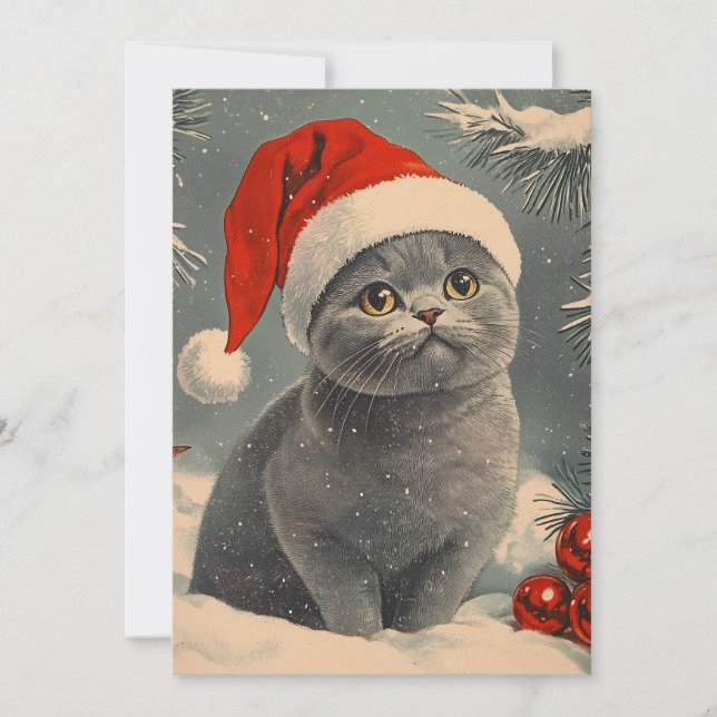 Chartreux Cat Christmas  Holiday Card (Front)